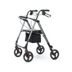 EQUIPMED 4 Wheel Lightweight Rollator Walker, Aluminium Frame, Seat, Carry Bag, for Seniors, Titanium Style