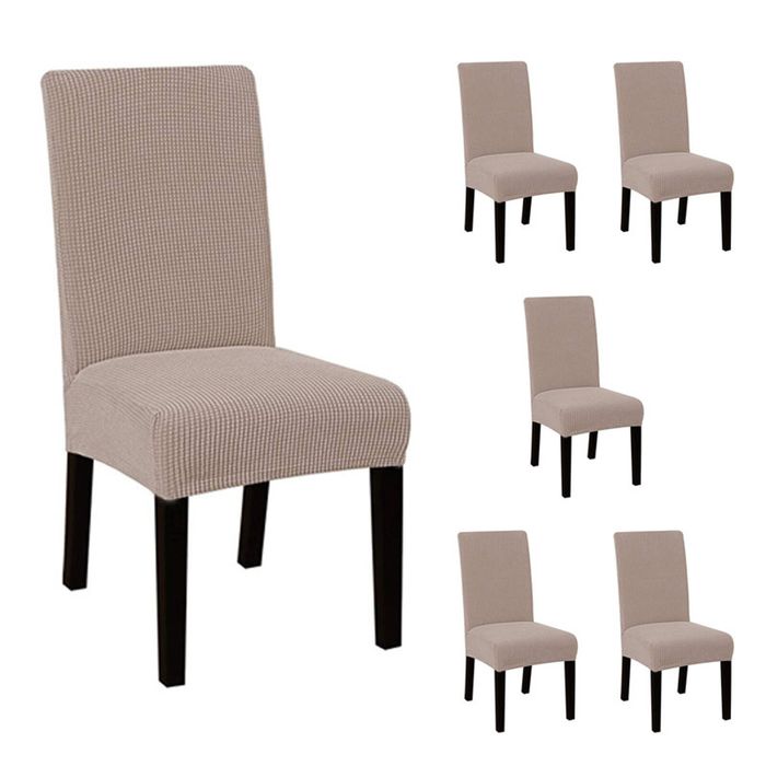 Catzon 6 Pcs Dining Chair Covers Waterproof Stretch-Khaki