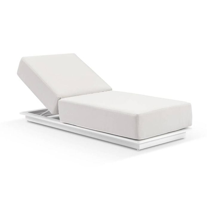 Whitehaven Outdoor Aluminium Single Sun Lounge In Sunbrella White & Canvas Cushions