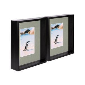 Nicola Spring 8" x 10" Black 3D Deep Box Photo Frames - 4" x 6" Mount - Pack of 2