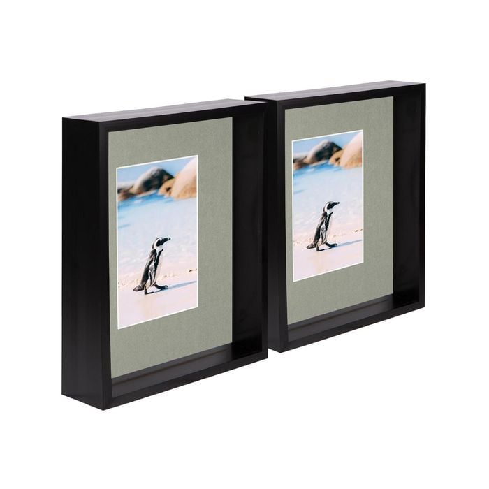 Nicola Spring 8" x 10" Black 3D Deep Box Photo Frames - 4" x 6" Mount - Pack of 2