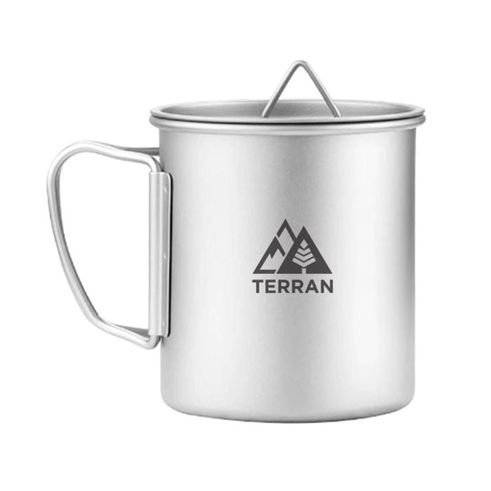 TERRAN Titanium Mug with Lid - Ultralight Camping Cup 450ml