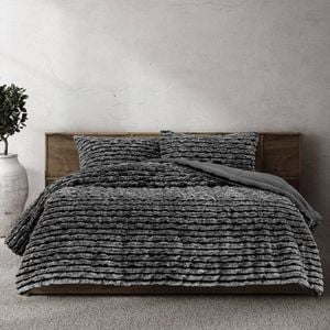 Ardor Boudoir Cole King Quilt Cover w/ 2x Pillowcase Set - Ash