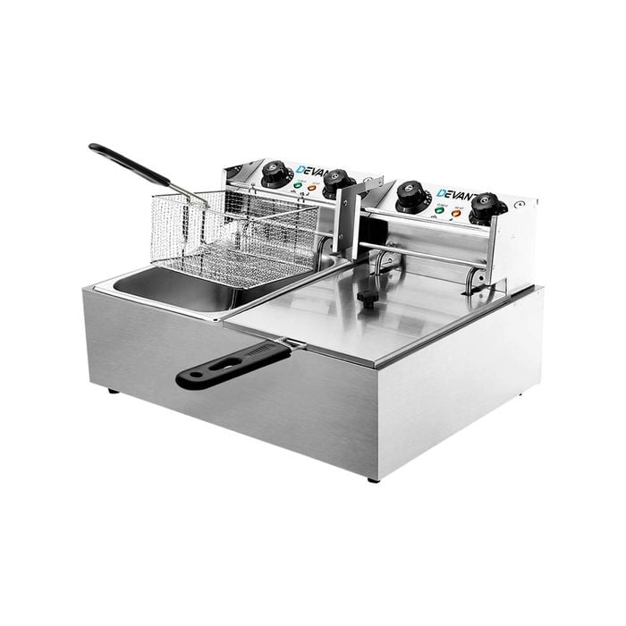 Devanti Electric Deep Fryer Twin Basket Cooker 2200W
