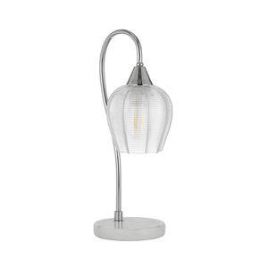 Telbix Azalea Contemporary Table Desk Lamp Light Marble Metal Glass White Marble Chrome Clear Gloss