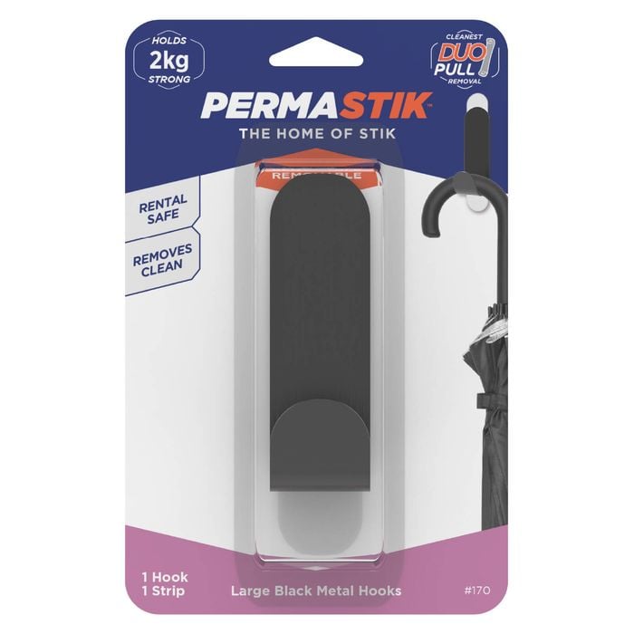 Permastik Large Matte Black Metal Hook