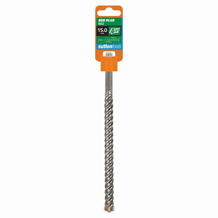 Sutton Tools 15 x 210mm 4 Cut SDS Plus Masonry Drill Bit