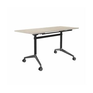 Olg Modulus Flip Table Black And Silver Frame Nordic Maple Top L1200mm X W600mm