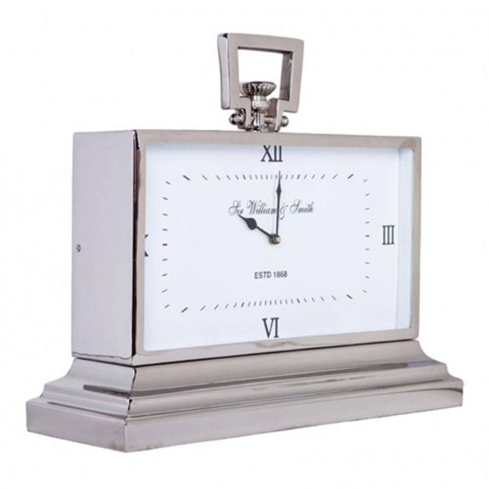 Ssh Collection William & Smith Medium Table Clock With Square White Face - Nickel