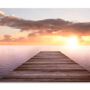 Golden Sea Sunset View Pier or Jetty  Print 100% Australian Made 120 x 90cm  (Stretched)