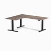 Desky L-shape Sit To Stand Natural Walnut Melamine Desk 1800x1500mm - Left Return Height Adjustable Matte Black Leg