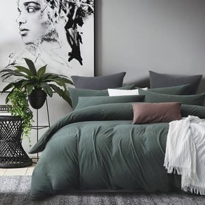 Gioia Casa 100% Jersey Cotton Quilt Cover Set - Forest Green - Double