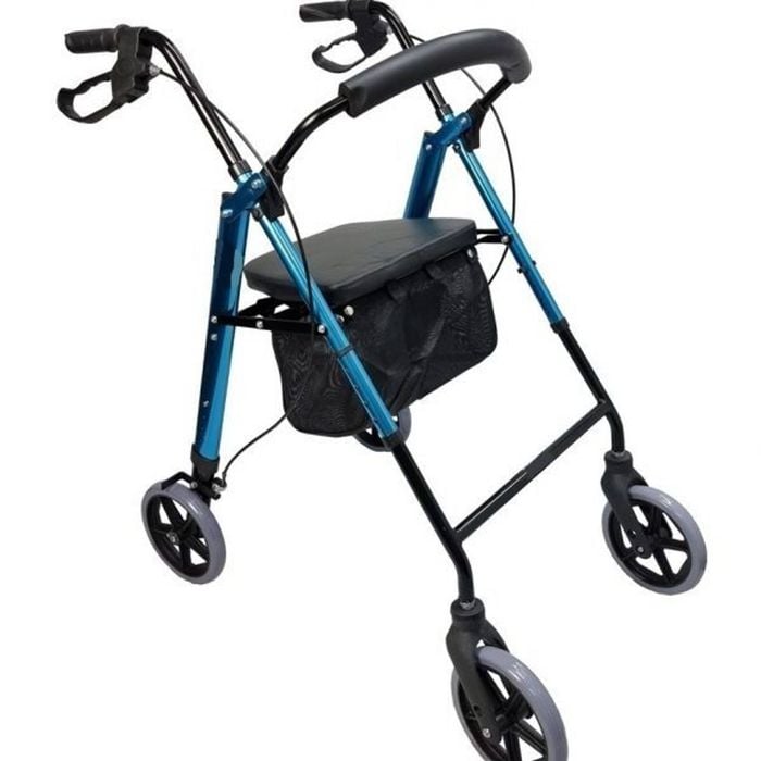 Practical Durable 4 Wheel Rollator Frame With Backrest Support Adjustable Height