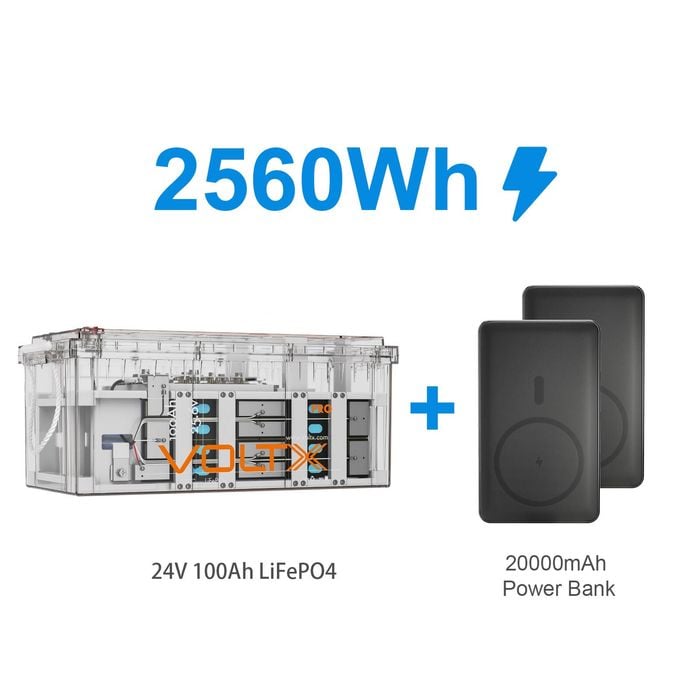 Voltx 24v 100ah Lithium Battery + 20000mah Power Bank