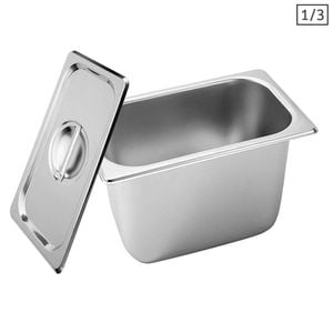 SOGA 1/3 GN Pan 20cm With Lid – Stainless Steel