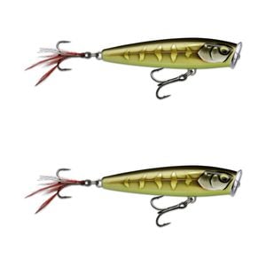 2x Rapala 9.5cm Skitter Pop Elite Topwater Fishing Lures - Gilded Grey Shiner