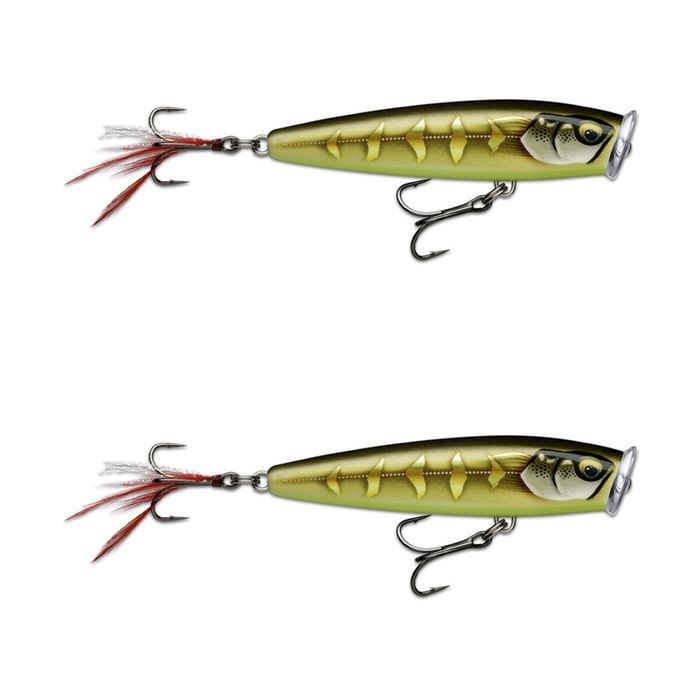 2x Rapala 9.5cm Skitter Pop Elite Topwater Fishing Lures - Gilded Grey Shiner
