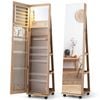 Costway 1.63m Rolling Led Jewelry Cabinet Full-length Makeup Mirror Natural