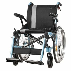 Lightweight Self-propelled Wheelchair - Light Blue, Tga Certified, Aluminium Frame, Puncture-proof Wheels