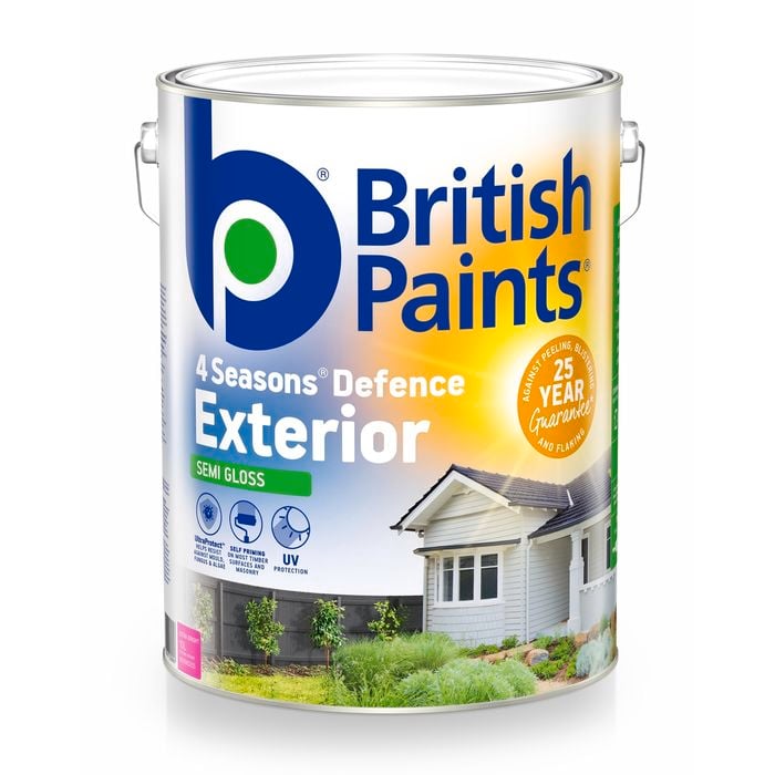 British Paints 4 Seasons Semi Gloss Extra Bright Exterior Paint - 10L