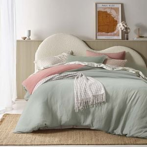Vintage Design Homewares King Sage Green Hugo Reversible Sage/clay Cotton Gauze Quilt Cover Set