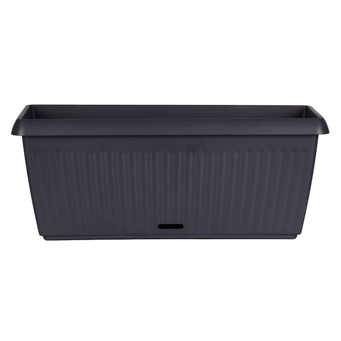 Northcote Pottery 76 x 24cm Charcoal Ribbed Self Watering Trough