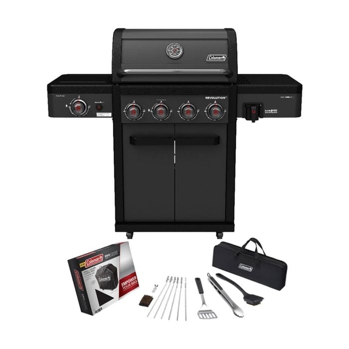 Coleman Revolution 4 Burner Bbq W/side Burner Black Matte (value Bundle)
