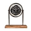 Ssh Collection Bond Street 36cm Tall Desk Clock With Round Black Face - Timber And Nickel