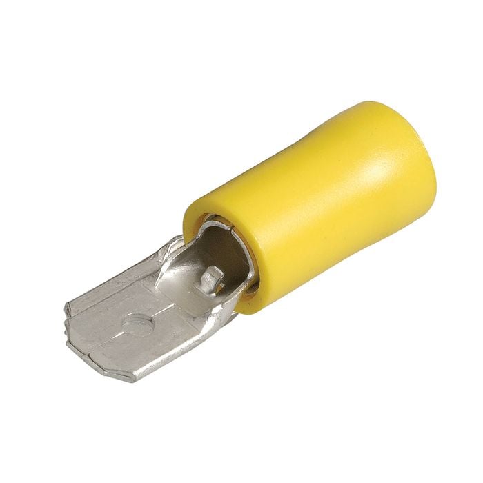 Narva 5-6 / 6.3 x 0.8mm 1/4" Yellow Double Crimped Flared Vinyl Insulated Male Blade Terminal - 11 Pack
