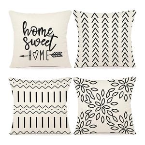 Catzon 4 Pcs Modern Throw Pillow Covers Geometric Flower Pattern for Couch