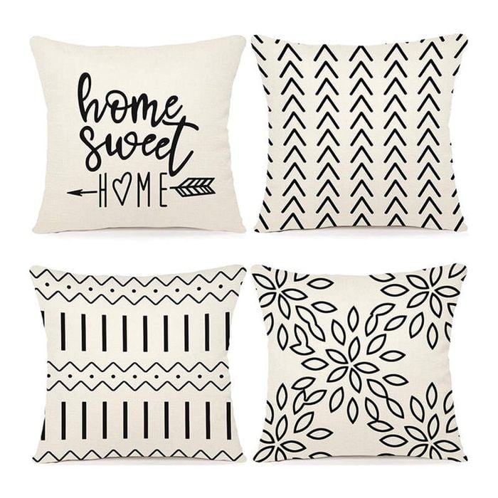 Catzon 4 Pcs Modern Throw Pillow Covers Geometric Flower Pattern for Couch