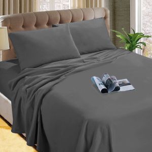 Kingtex Micro Flannelette Sheet Set 40 cm Wall Charcoal King