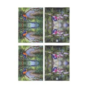 2x 2pc Ashdene Aus Small Birds Kingfisher Robin Kitchen Tea Towels Animal Art