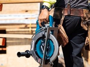 Makita branded circular saw in use 