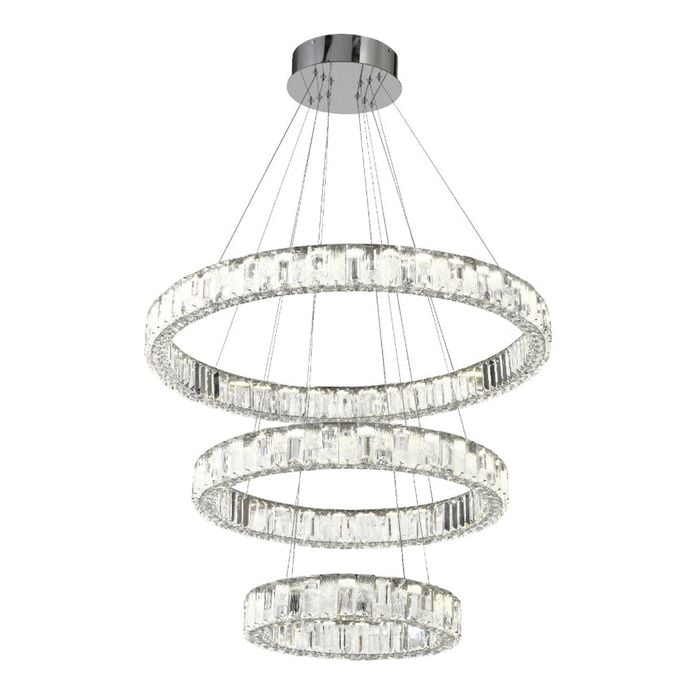 Telbix Rias Modern Pendant Hanging Lamp Light Crystal Stainless Steel Chrome Gloss