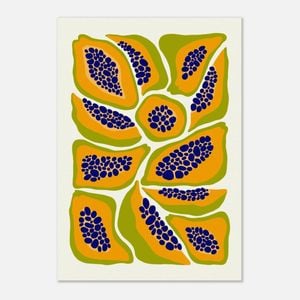 Galrie Vibrant Papaya Print Abstract Kitchen Wall Art Fruit Collection Decor, Poster Only, A1 60 x 84cm (23 x 33inch)