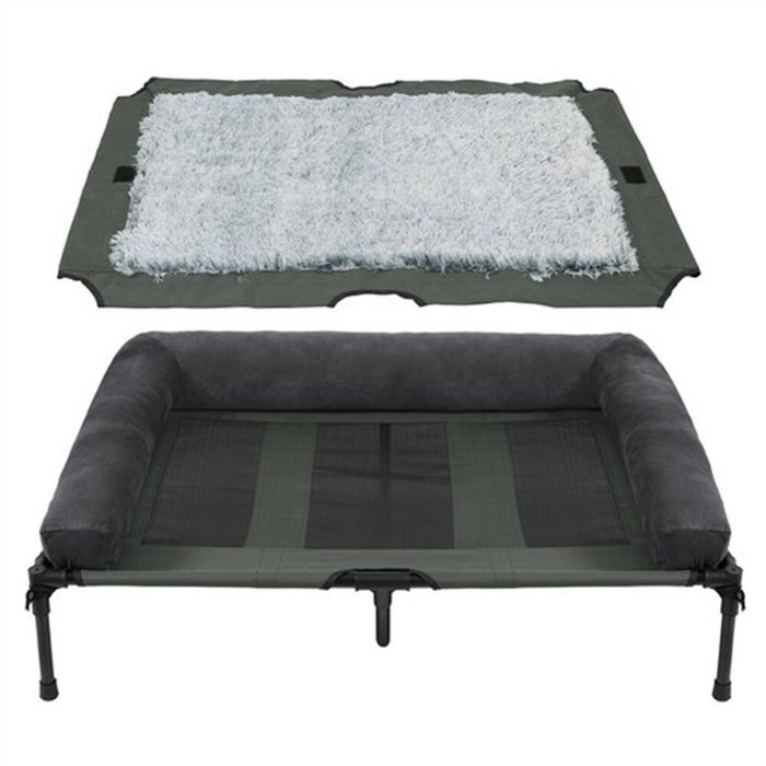 BingoPaw XXL Elevated Dog Bed Cooling Raised Pet Cot Hammock with Bolster 130x90x28cm