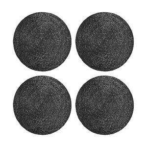 4PK Maxwell & Williams 38 cm Table Accents Lace Metallic Round Placemat - Black
