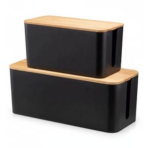 Set of 2 Cable Management Box to Hide TV Computer Wires, Organize Desk Cords, USB Hub Power Strips