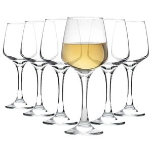 LAV 6 Piece Lal White Wine Glasses Set - Contemporary Stemware Goblets - Fine Rim - 330ml