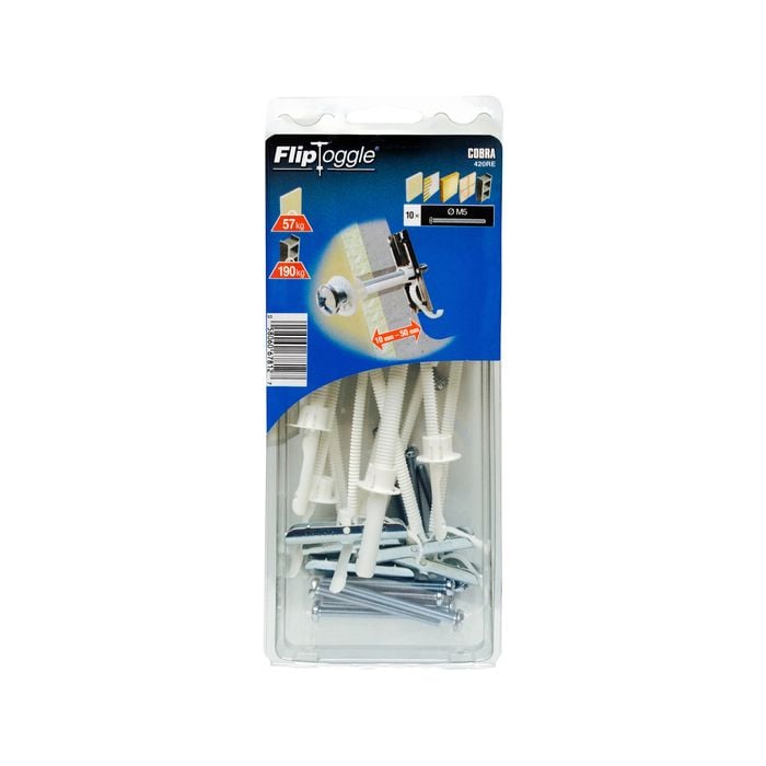 Cobra 5 x 60mm FlipToggle Anchor Screws/Bit - 10 Pack