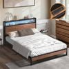 Oikiture Metal Bed Frame King Size Led Headboard