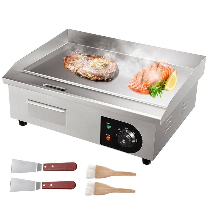 VEVOR 3000W 54cm Commercial Electric Countertop Griddle Sliver Flat Top Hot Plate