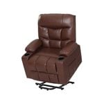 Artiss Recliner Chair Heated Massage Leather Brown