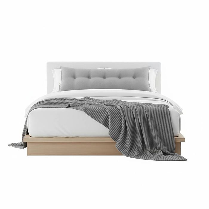 SOGA Home & Living Bundle – Grey Striped Flannel Throw & Silver Triangular Wedge Pillow