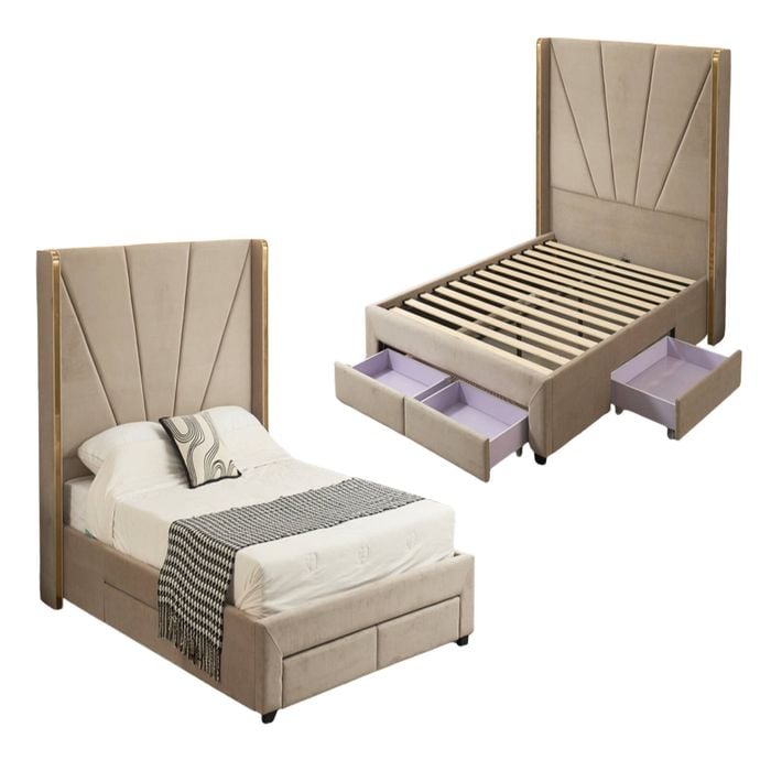 Elegant Collections Elwood Queen Champagne Storage Bed Frame