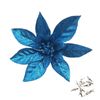 Catzon 12 Pcs Glitter Christmas Flowers with Clips Artificial Poinsettia-Blue