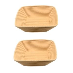 2PK Brunswick Bakers Square Rattan 20cm Bread Banneton Basket Sourdough Basket