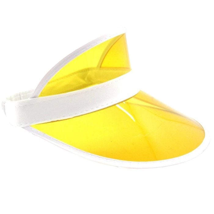Yellow Perspex Visor With White Rim – Retro 80s Rave Accessory, Adjustable Fit Australia Day