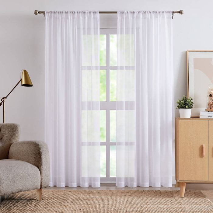 Claremont 140 x 223cm White Sheer Tahlia Rod Pocket Curtain